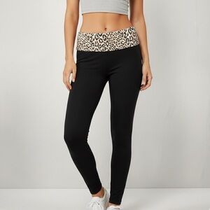 Vintage Y2K Victoria's Secret PINK Black Leopard Cotton Yoga Leggings Size S Sma